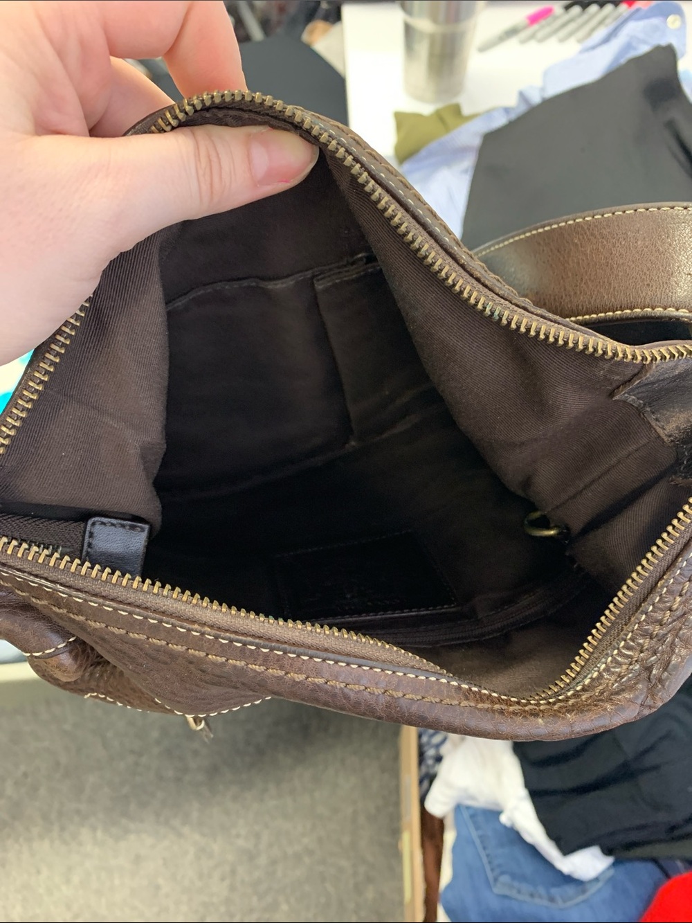 Coach Dark Brown Pebbled Leather Hobo with Brass Eyelet Detail - Picture 5 of 6